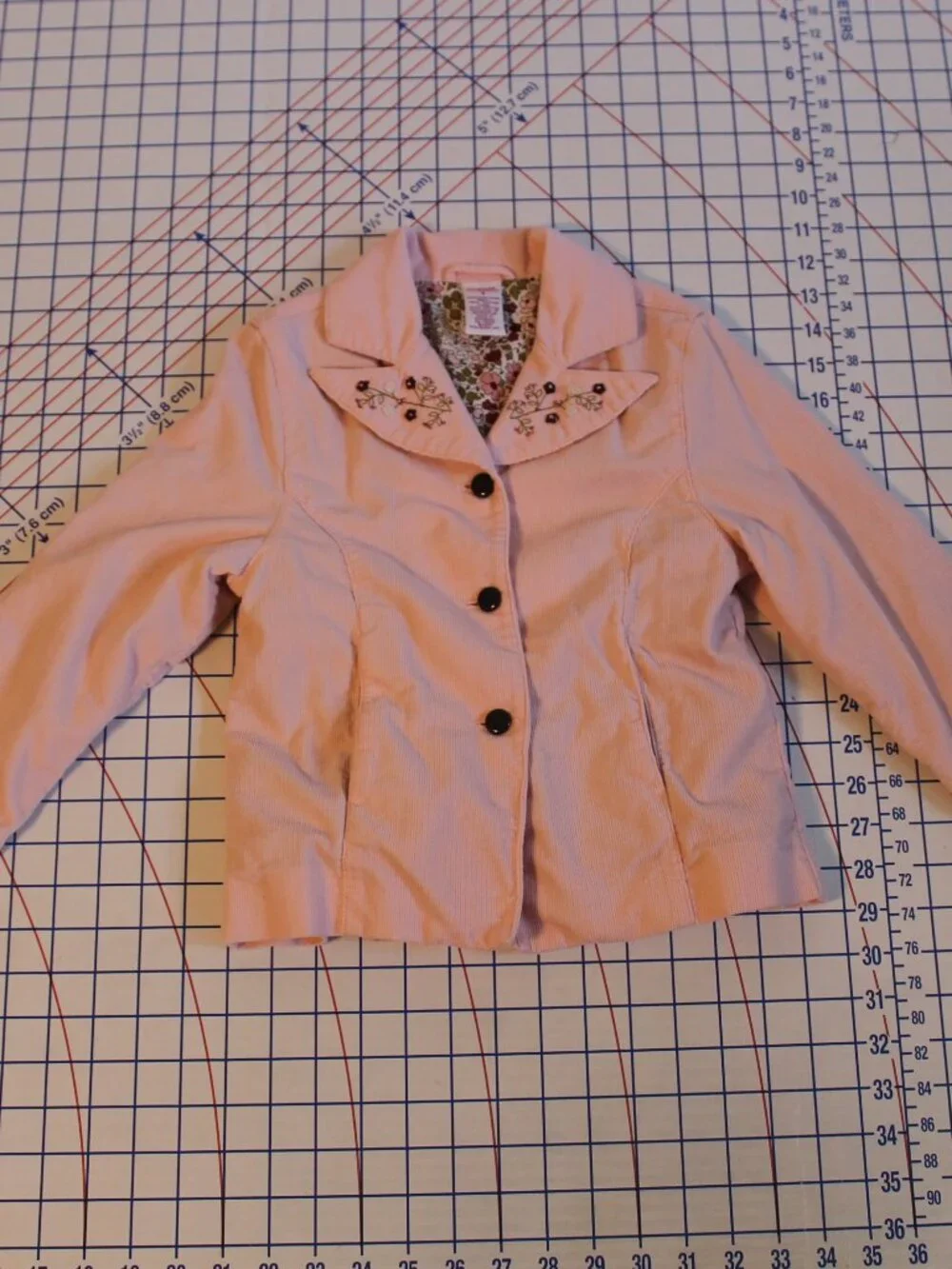 Gymboree Pink Cotton Corduroy Embroidered Dress Coat, Girls Size 6